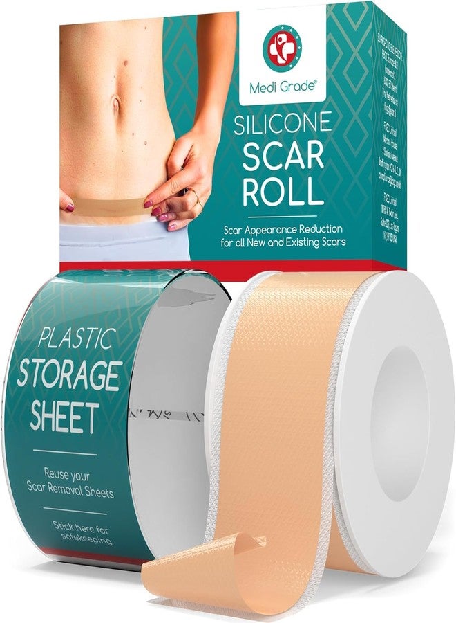 Medi Grade Silicone Scar Sheets with German Medical Grade Silicone – 80" Reusable Scar Tape for C-Section, Keloid, Burn, Acne and Surgical Scars – Silicone Scar Removal Strips - Hygienic Storage Case - Image 1
